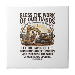 Azulejo De Cerâmica Camiseta Jesus Mecânico Diesel Equipamento Pesado 