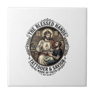 Azulejo De Cerâmica Camiseta Jesus Tattoo Artist Studio Inspirador F