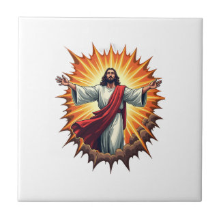 Azulejo De Cerâmica Camiseta Jesus Vitória Burst Vintage Engraving