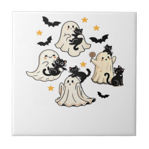 Azulejo De Cerâmica Camiseta Oversized de Halloween com Fantasmas Morc