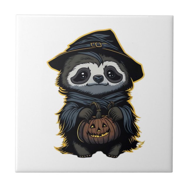 Azulejo De Cerâmica Camiseta Oversized Sloth de Halloween (Frente)