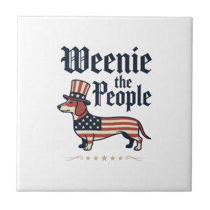 Azulejo De Cerâmica Camiseta Patriótica de Dachshund Weenie the People