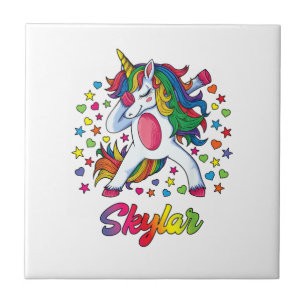 Azulejo De Cerâmica Camiseta Personalizada Skylar Nome Unicórnio Menin