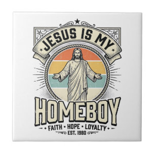 Azulejo De Cerâmica Camiseta Religiosa Vintage Jesus É Meu Parceiro