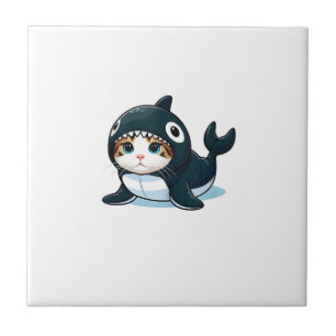 Azulejo De Cerâmica Camiseta sem Mangas de Gato com Fantasia de Orca