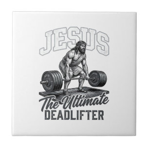 Azulejo De Cerâmica Camiseta Vetorial Vintage Jesus Ultimate Deadlifte
