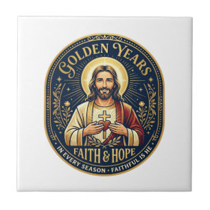 Azulejo De Cerâmica Camiseta Vintage de Aposentadoria de Jesus Cristã