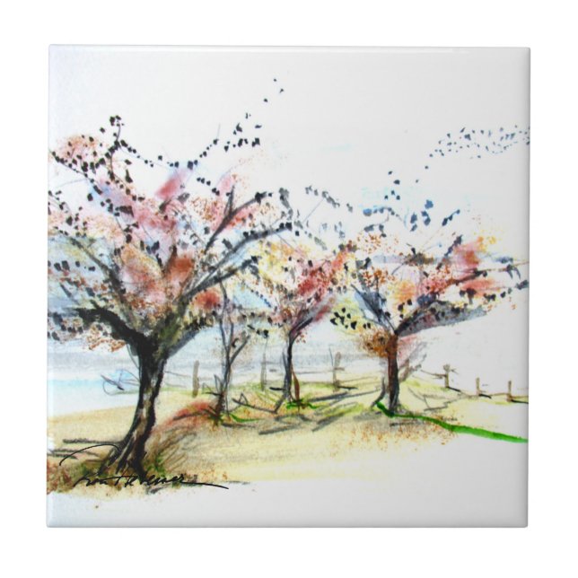 Azulejo De Cerâmica Camisetas e aves de outono (Frente)