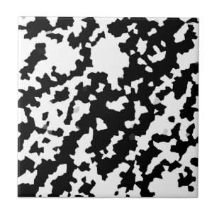 Azulejo De Cerâmica Camo Abstrato Mosaico Preto e Branco Irregular