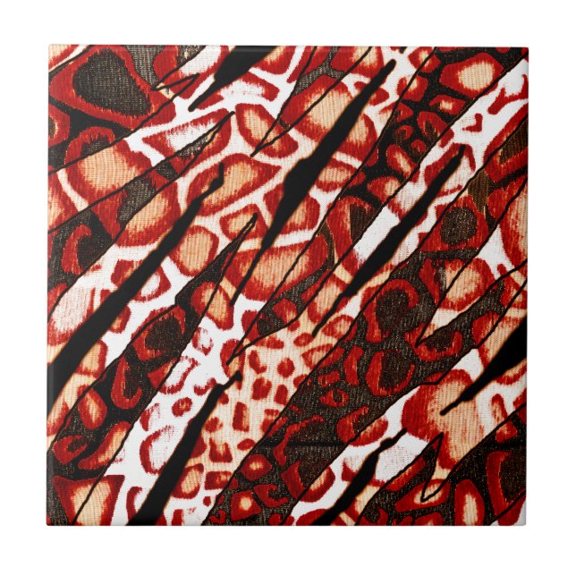 Azulejo De Cerâmica Camo Leopardo Vermelho (Frente)