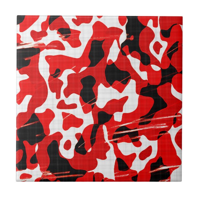 Azulejo De Cerâmica Camo Red Fallout (Design de OMA) (Frente)