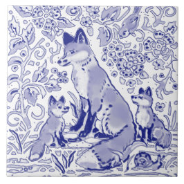Azulejo De Cerâmica Campanha de Arte Animal da Família Blue Fox