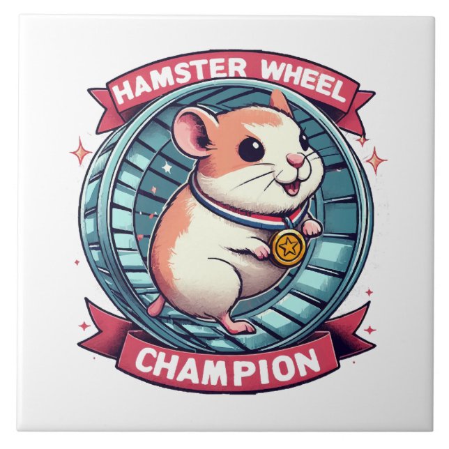 Azulejo De Cerâmica Campeão da Roda de Hamster (Frente)