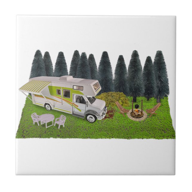 Azulejo De Cerâmica Camper RV na Floresta (Frente)