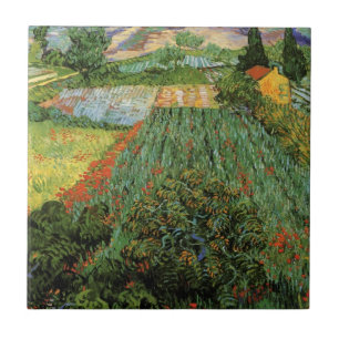 Azulejo De Cerâmica Campo com Papoulas por Vincent van Gogh
