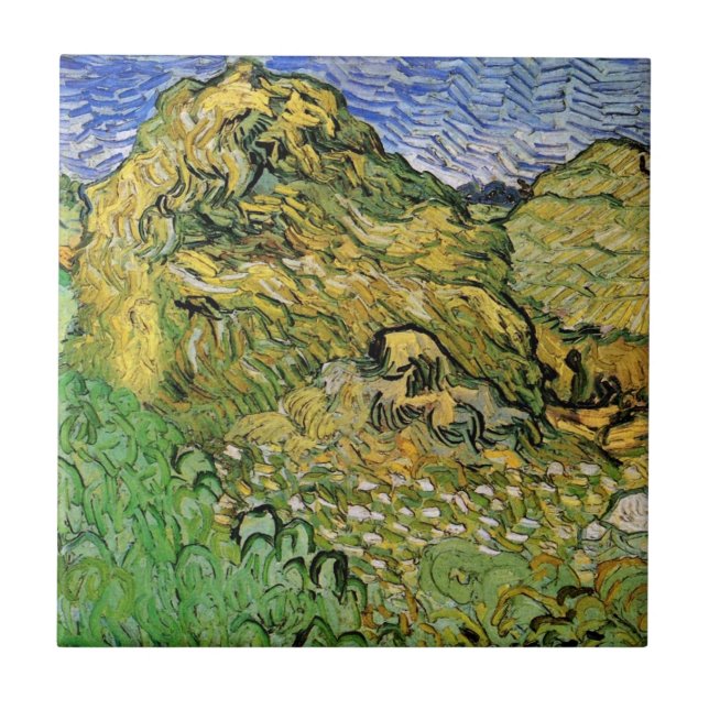 Azulejo De Cerâmica Campo com pilhas de trigo por Vincent van Gogh (Frente)