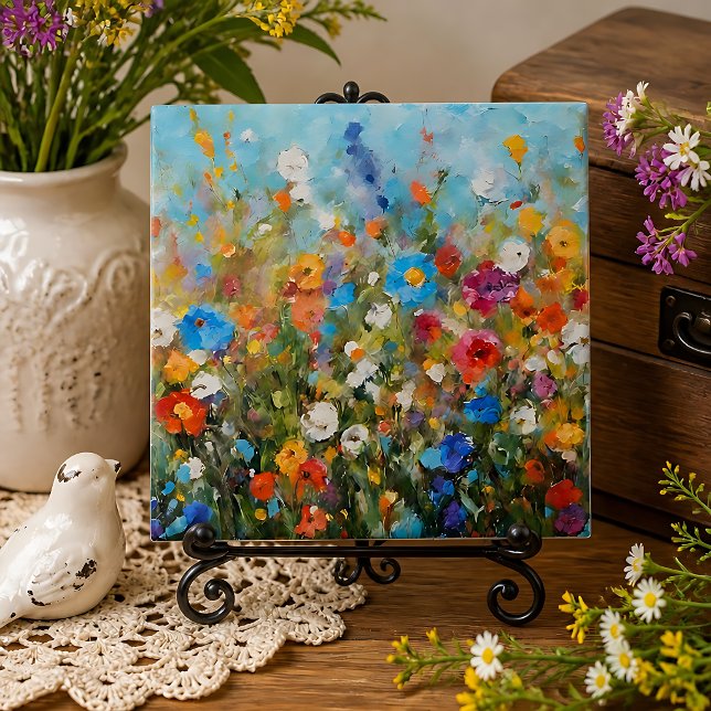 Azulejo De Cerâmica Campo de Flores Silvestres (Criador carregado)