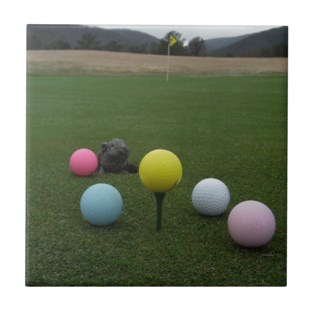 Azulejo De Cerâmica campo de golfe da montanha páscoa (Frente)