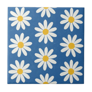 Azulejo De Cerâmica Campo de Margaridas em Azul