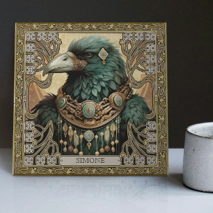 Azulejo De Cerâmica Campo Nome Personalizado do Animal Espírito Corvo
