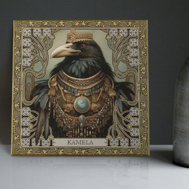 Azulejo De Cerâmica Campo Nome Personalizado do Animal Espírito Corvo (Criador carregado)