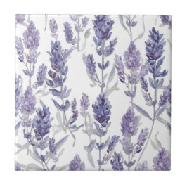 Azulejo De Cerâmica Campos de Lavanda | Padrão de Flor de Aquarela Rox