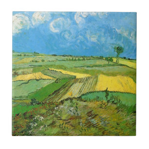 Azulejo De Cerâmica Campos de trigo Van Gogh em Auvers sob céu nublado