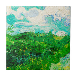 Azulejo De Cerâmica Campos de trigo verde Vintage Vincent Van Gogh