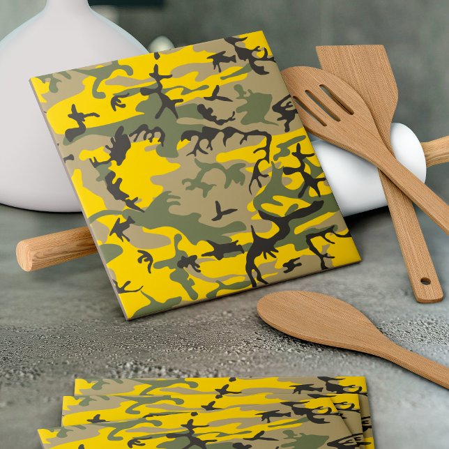 Azulejo De Cerâmica Camuflagem Amarela e Verde, Militar, Exército (Criador carregado)