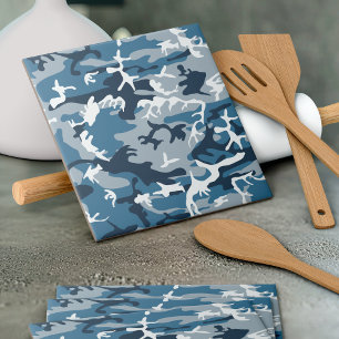 Azulejo De Cerâmica Camuflagem Azul da Neve de inverno, Militar, Exérc