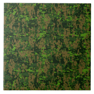 Azulejo De Cerâmica Camuflagem Digital Verde com Estilo de Madeira