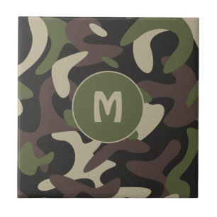 Azulejo De Cerâmica Camuflagem Militar Padrão Verde Castanho Monogram