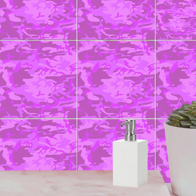 Azulejo De Cerâmica Camuflagem Puro-Luz (Light Purple Camouflage Ceramic Tile)