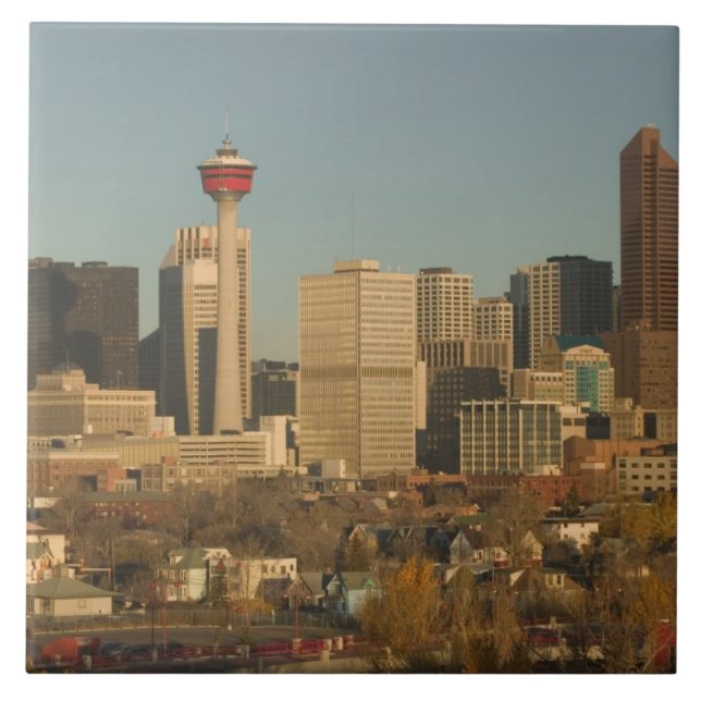 Azulejo De Cerâmica Canadá, Alberta, Calgary: panorama da cidade a par (Frente)