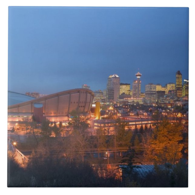 Azulejo De Cerâmica Canadá, Alberta, Calgary: Skyline da Cidade de 4 (Frente)