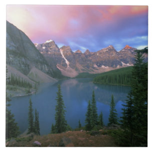 Azulejo De Cerâmica Canadá, Alberta, Lago Moraine ao Amanhecer, Banff