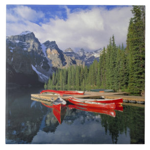 Azulejo De Cerâmica Canadá, Alberta, Lago Moraine. O espelho d'água