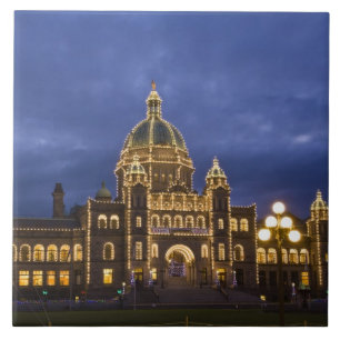 Azulejo De Cerâmica CANADÁ, Colúmbia Britânica, Vitória. Noite.