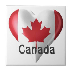 Azulejo De Cerâmica Canadá Flag Heart