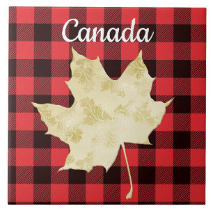 Azulejo De Cerâmica Canadá Maple Leaf Red Xadrez