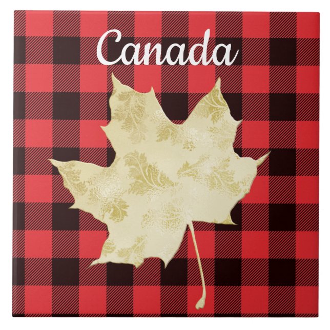 Azulejo De Cerâmica Canadá Maple Leaf Red Xadrez (Frente)