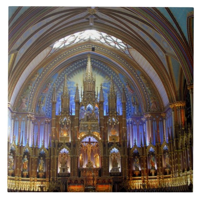 Azulejo De Cerâmica Canadá, Quebec, Montreal. Interior de Notre 2 (Frente)