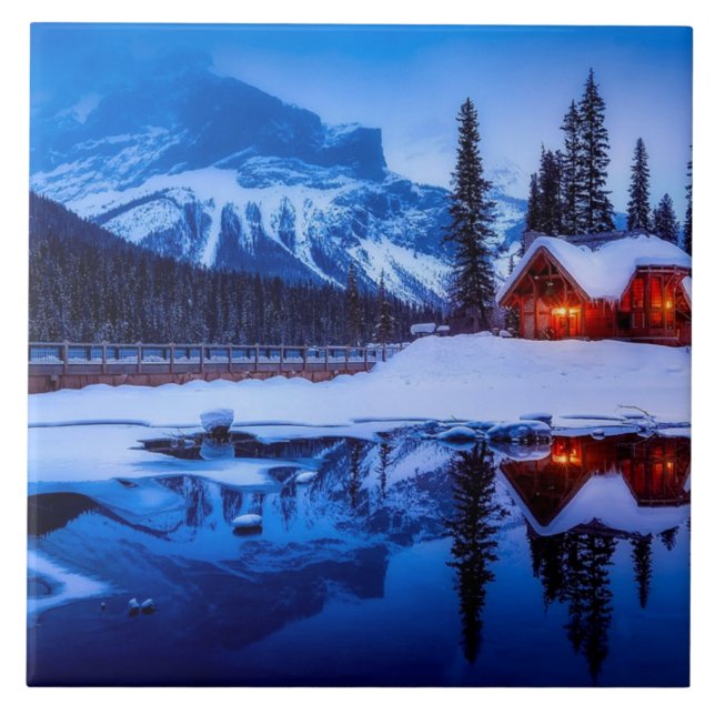 Azulejo De Cerâmica Canadiano Sunset, foto da paisagem ao anoitecer, (Frente)