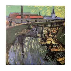Azulejo De Cerâmica Canal com Mulheres Lavando por Vincent van Gogh
