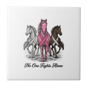 Azulejo De Cerâmica Câncer de Mama Suporte Cavalo Vetor Camisa Design_