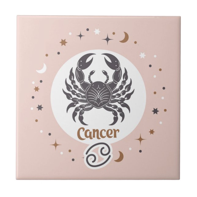 Azulejo De Cerâmica Cancer de Sinal Zodiac (Frente)