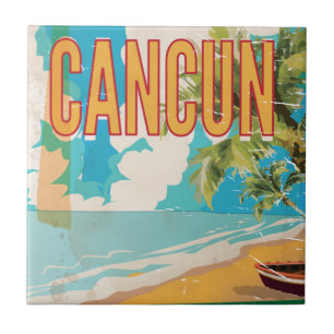 Azulejo De Cerâmica Cancun Mexico Beach Viagens vintage