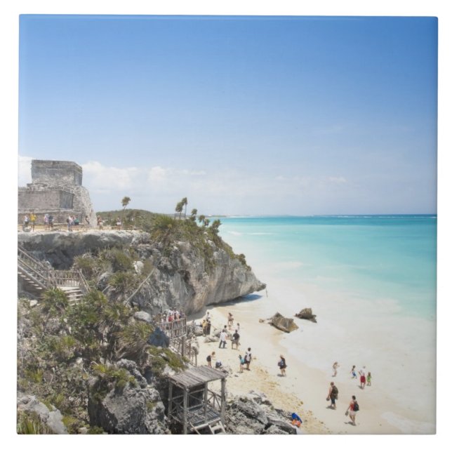 Azulejo De Cerâmica Cancún, Quintana Roo, México - Ruínas em colina (Frente)