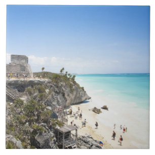 Azulejo De Cerâmica Cancun, Quintana Roo, México - Ruínas em uma colin