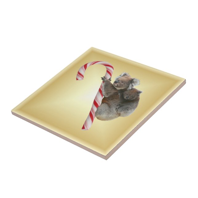 Azulejo De Cerâmica Candy Cane Koalas (Lateral)